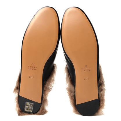 Gucci Calfskin Fur Tiger Embroidered Womens Princetown Slippers 38.5 Black 5 of 8