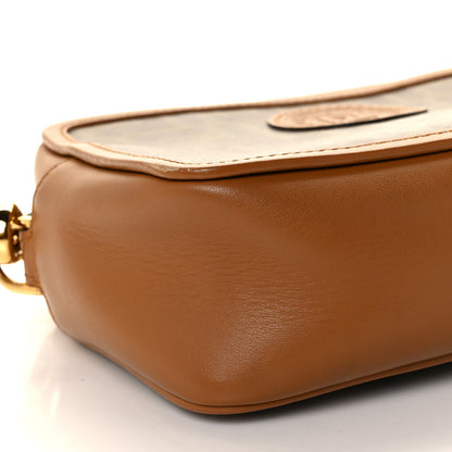 Fendi Glazed Fabric Vitello Century FF 1974 Stamp Patch Mini Camera Case Mogano Panna Caramello 7 of 9