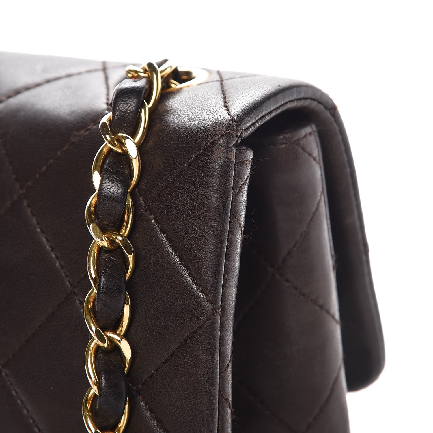 Chanel Lambskin Quilted Small Single Flap Brown 13 of 14