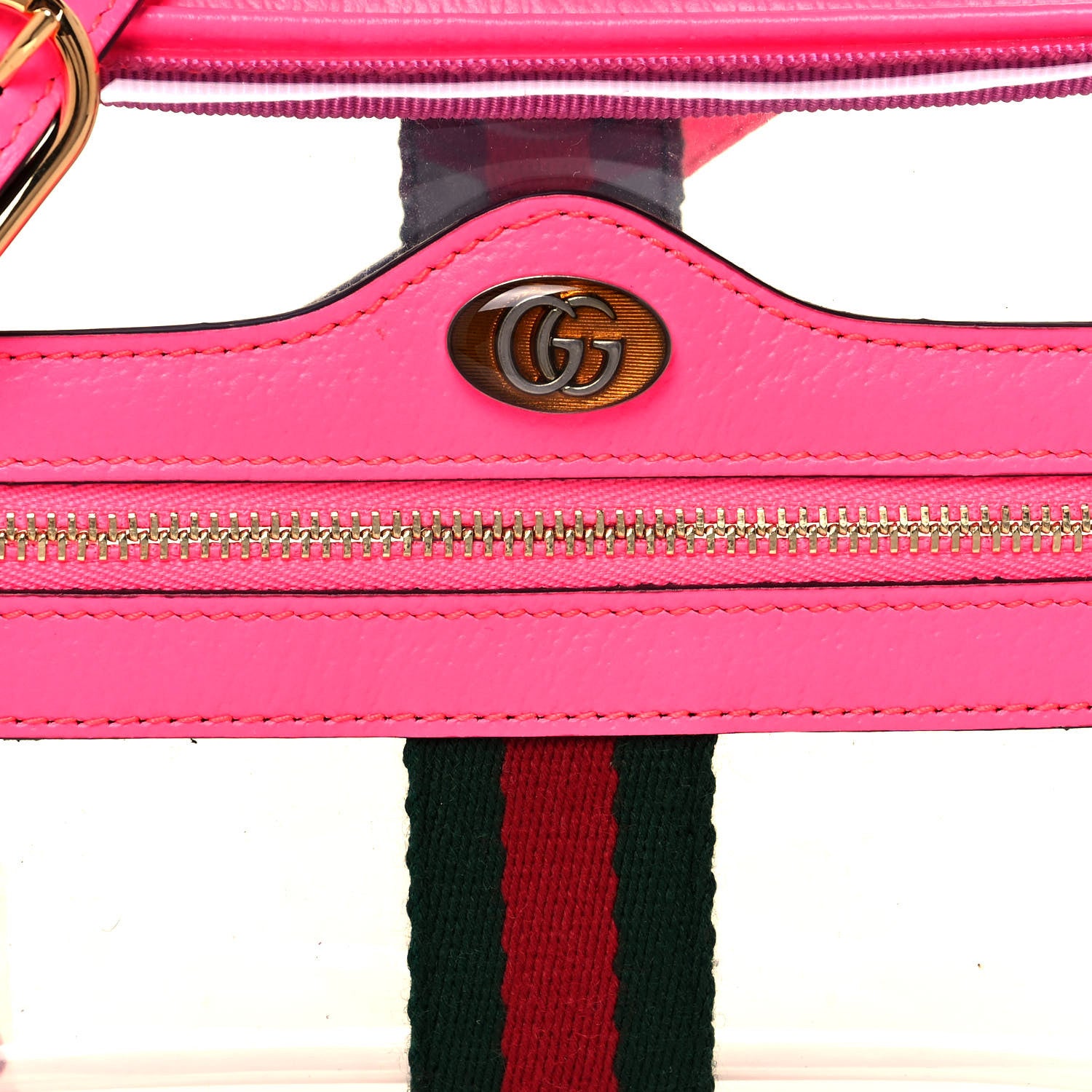 Gucci Vinyl Web Mini Ophidia Transparent Shoulder Bag Fluorescent Fuchsia 6 of 10