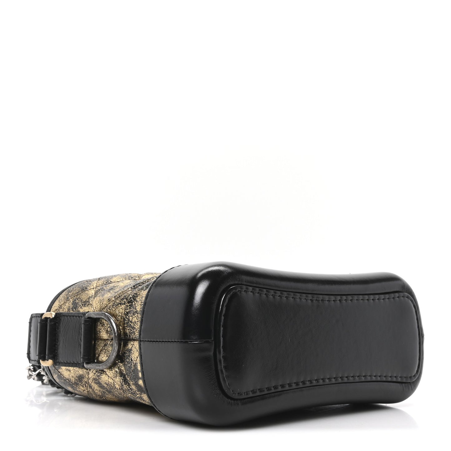 Metallic Crumpled Goatskin Quilted Small Gabrielle Hobo Black Gold