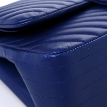 Chanel Lambskin Chevron Quilted Jumbo Double Flap Navy Blue 8 of 15