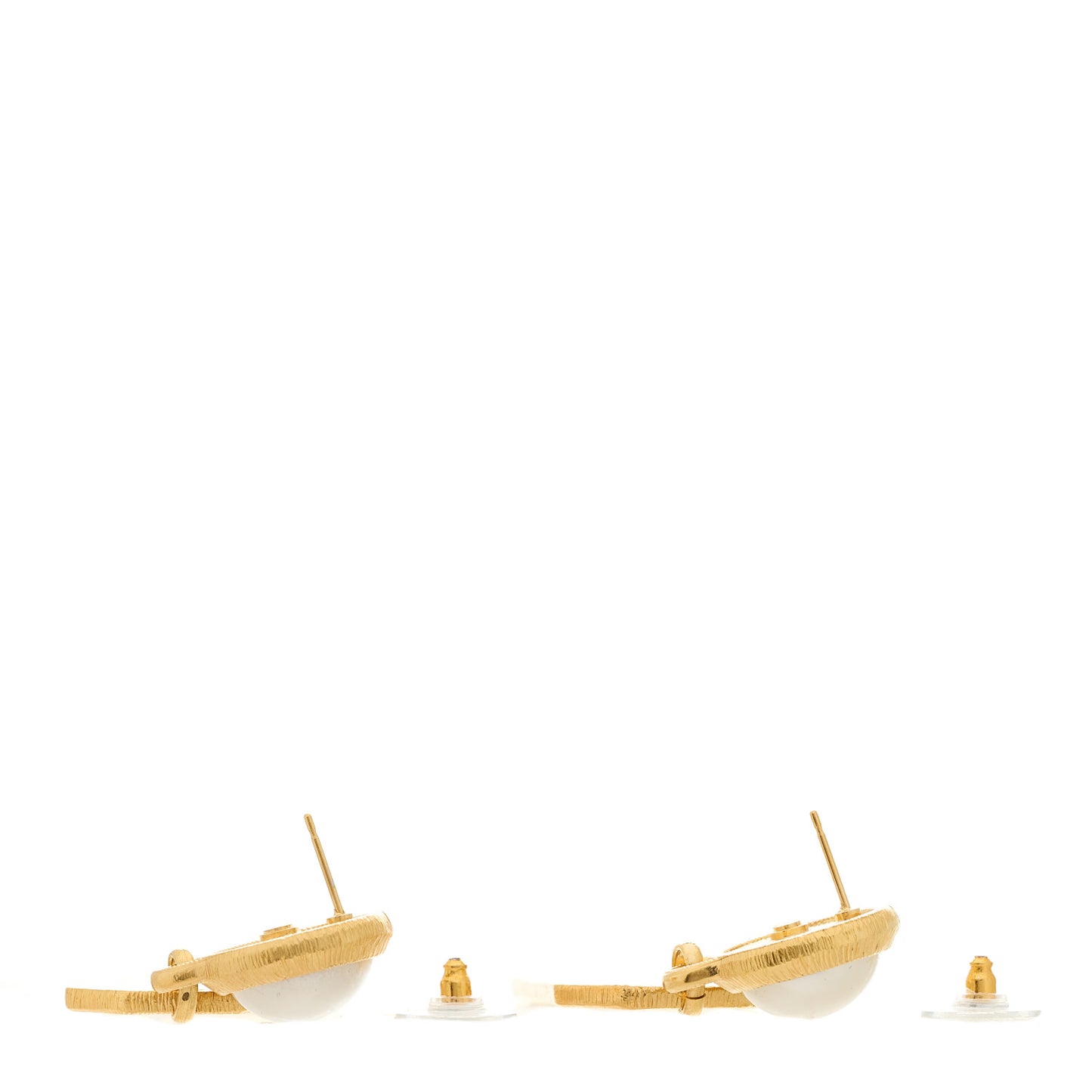 Pearl CC Tags Drop Earrings Gold