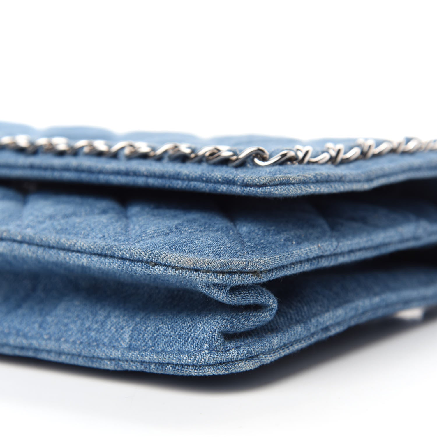 Chanel Denim Quilted Chain Around Wallet on Chain WOC Blue 7 of 11
