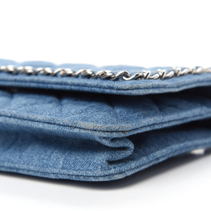 Chanel Denim Quilted Chain Around Wallet on Chain WOC Blue 7 of 11