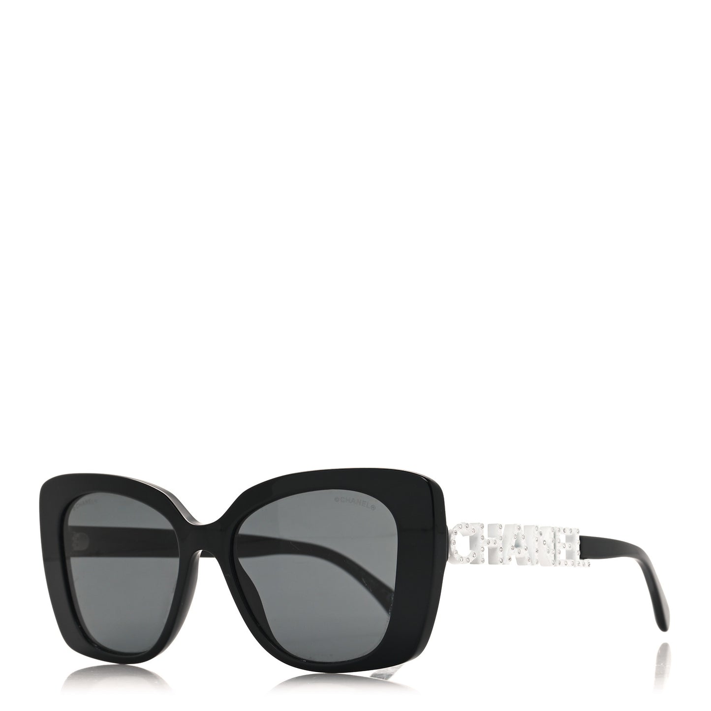 Acetate Strass Square Sunglasses 5422-B Black White