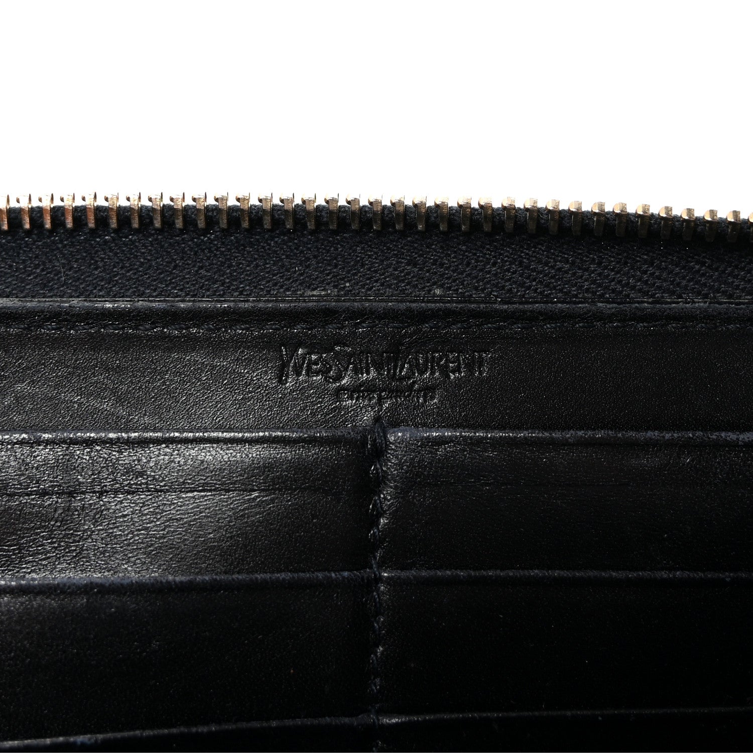 Saint Laurent Textured Patent Monogram Belle De Jour Zip Around Wallet Black 6 of 6