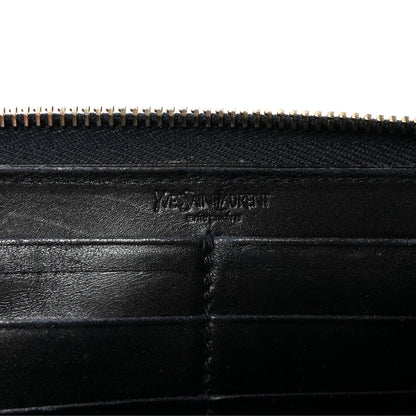 Saint Laurent Textured Patent Monogram Belle De Jour Zip Around Wallet Black 6 of 6