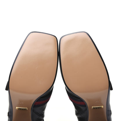 Gucci Betis Glamour Calfskin Web Pearl Embellished Peyton 75mm Ankle Boots 37 Black 9 of 19