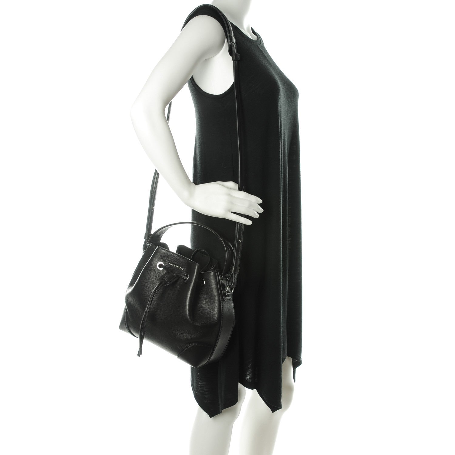 Givenchy Calfskin Small Lucrezia Drawstring Bucket Bag Black 3 of 8