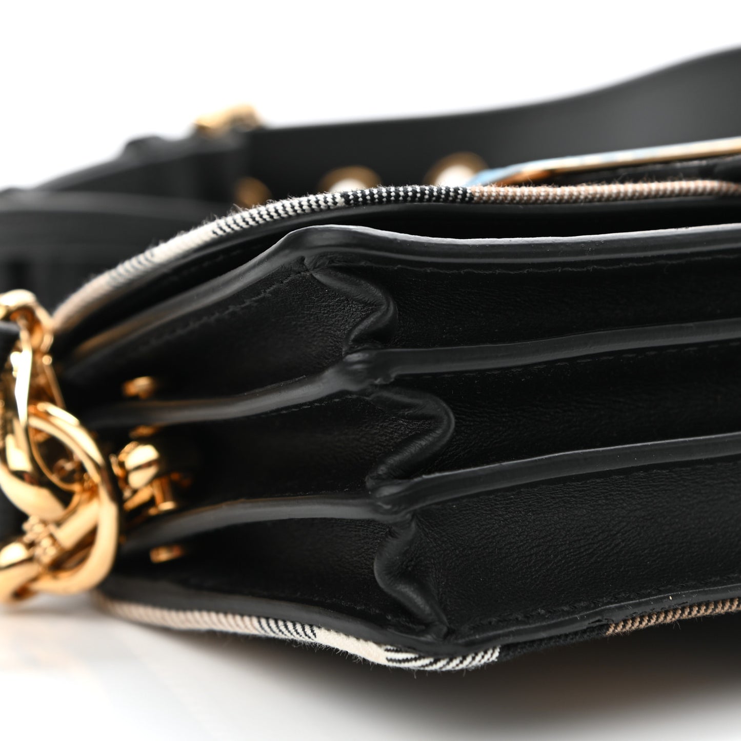 House Check Bridle Calfskin Small Madison Buckle Bag Black