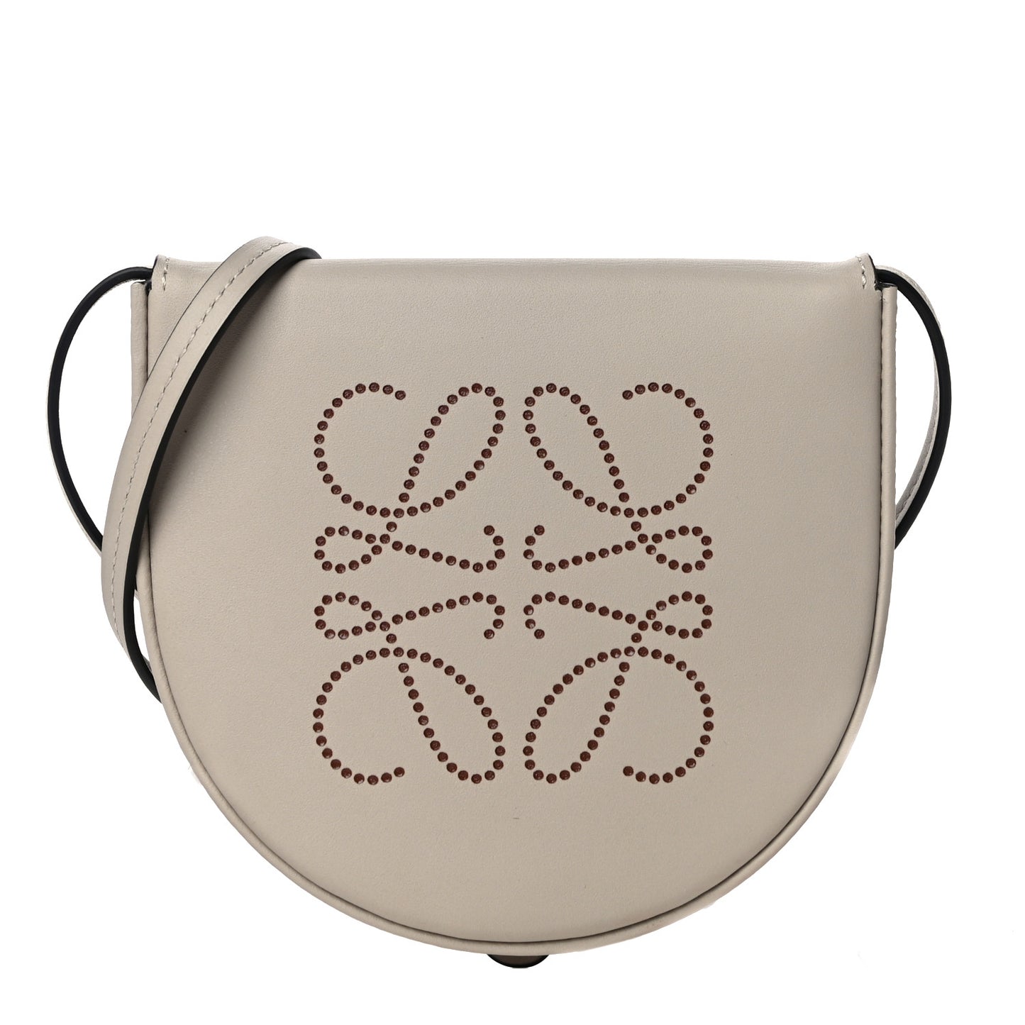 Buffed Calfskin Logo Embossed Small Heel Pouch Light Oat Tan