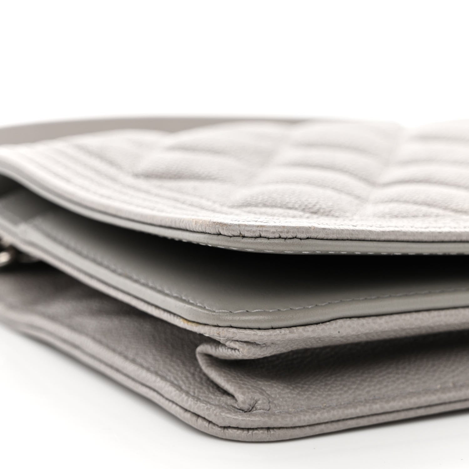 Chanel Caviar Quilted Boy Wallet On Chain WOC Grey 9 of 13