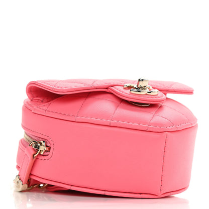 Chanel Lambskin Quilted CC In Love Heart Waist Belt Bag With Chain Pink 4 of 10