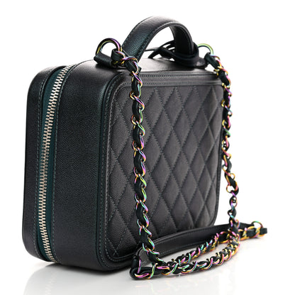 Chanel Iridescent Caviar Quilted Medium CC Filigree Vanity Case Dark Turquoise 3 of 10