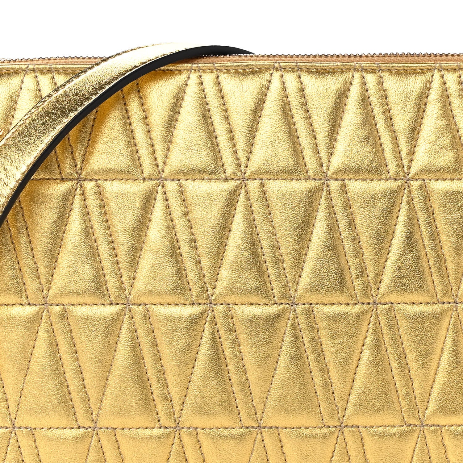 Versace Metallic Lambskin Quilted Virtus Shoulder Bag Gold 7 of 9