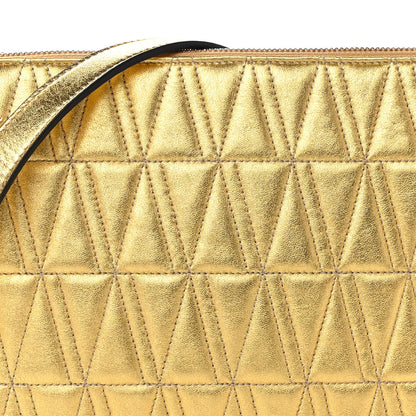 Versace Metallic Lambskin Quilted Virtus Shoulder Bag Gold 7 of 9