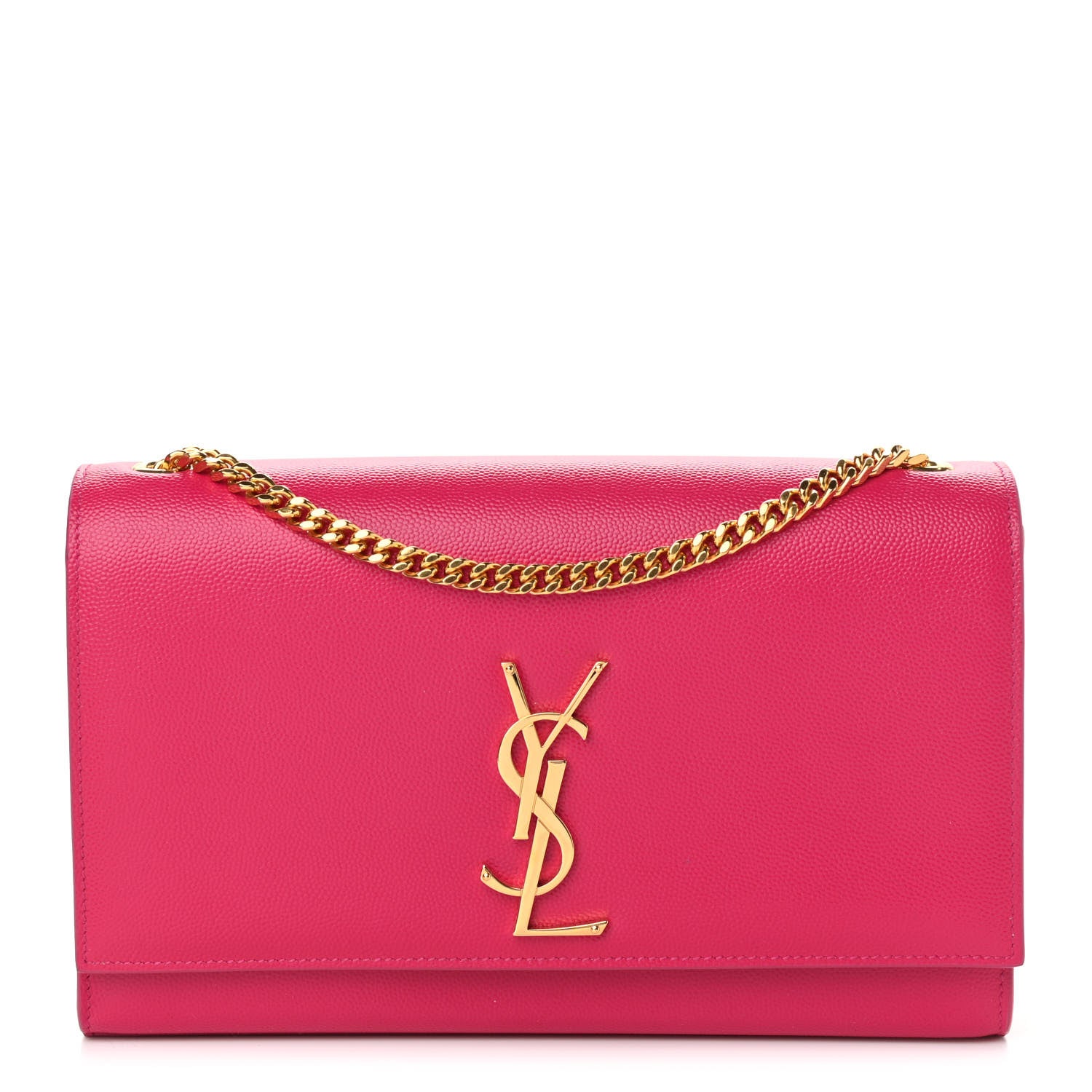 Saint Laurent Grain De Poudre Medium Monogram Kate Satchel Lipstick Fuchsia 1 of 10