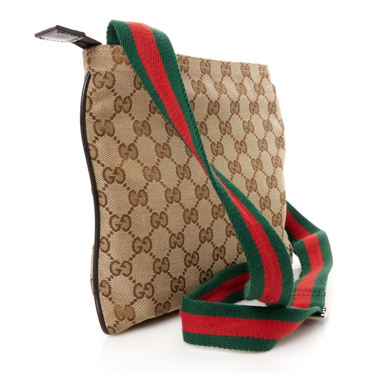 Gucci Monogram Web Small Flat Messenger Bag Brown 3 of 12