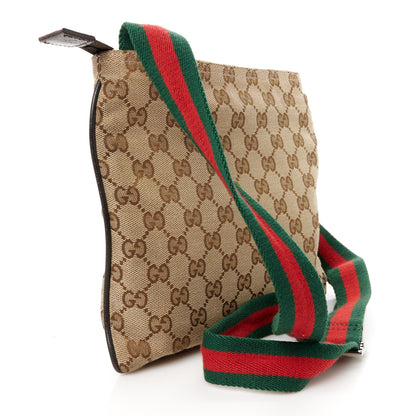 Gucci Monogram Web Small Flat Messenger Bag Brown 3 of 12