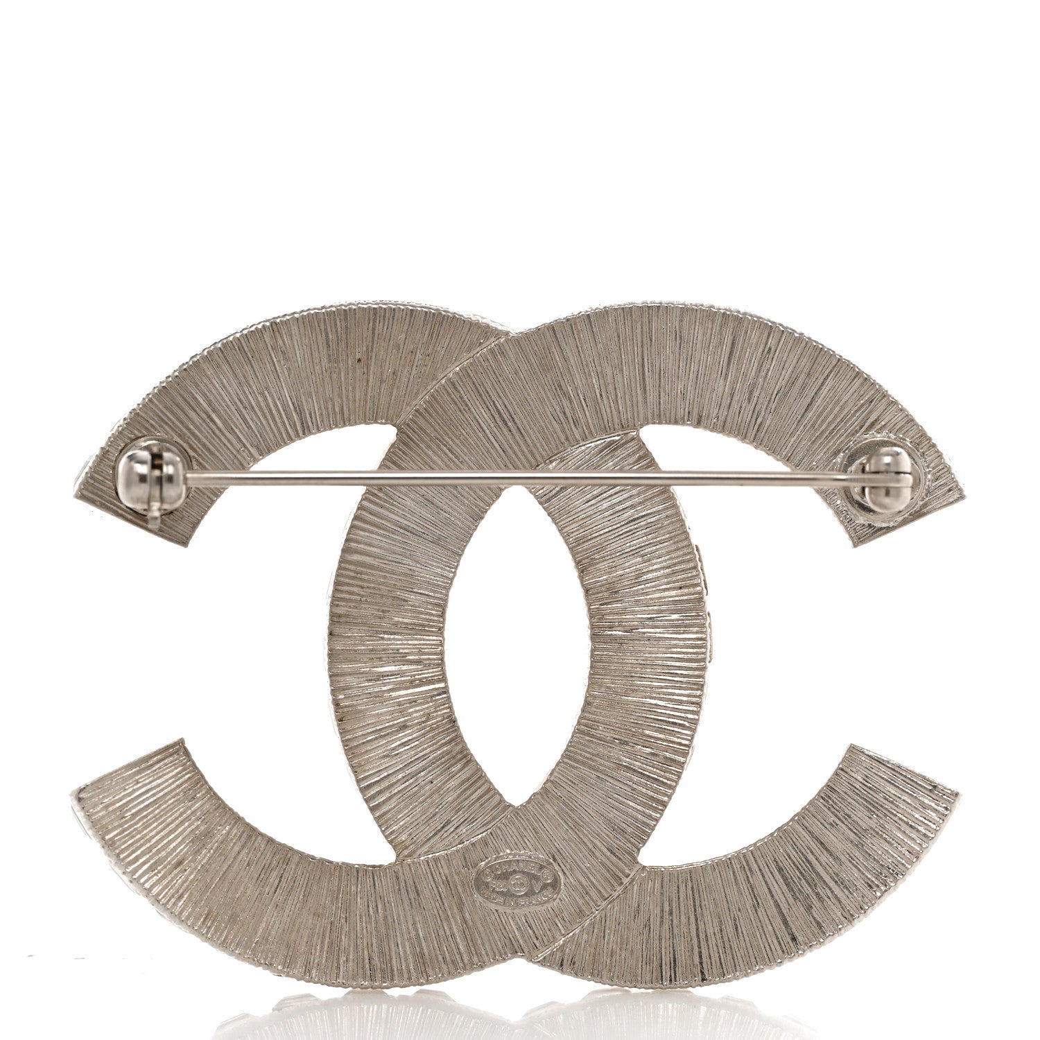 Chanel Baguette Crystal CC Brooch Silver 3 of 4