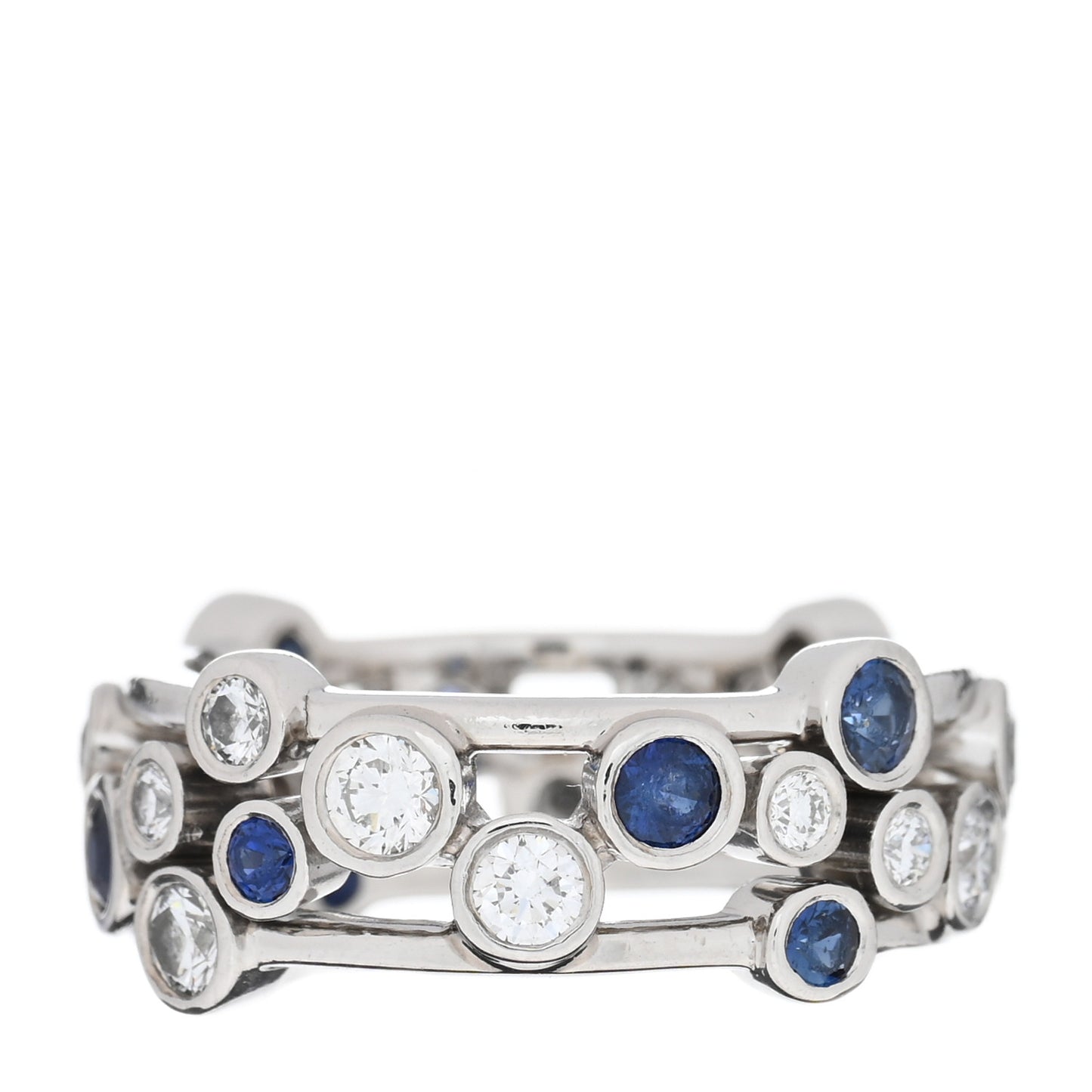 Platinum Diamond Sapphire Bubble Band Ring 51 5.75