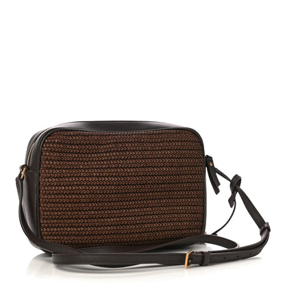 Saint Laurent Raffia Canvas Monogram Lou Camera Bag Dark Chocolate 2 of 9