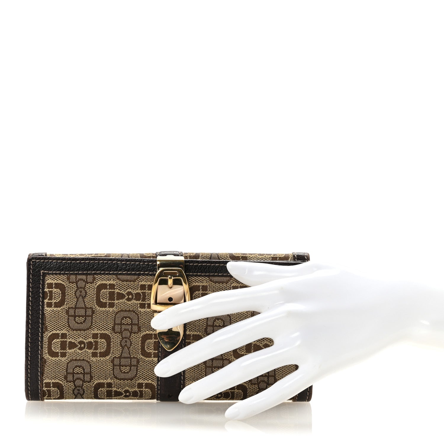Gucci Monogram Buckle Continental Wallet Brown 2 of 8