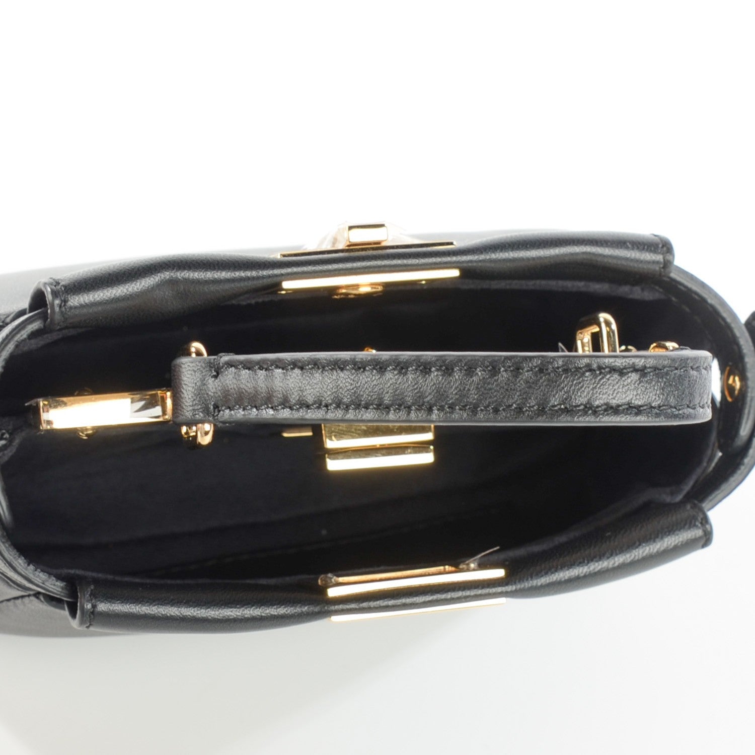 Fendi Nappa Micro Peekaboo Iconic Satchel Black 5 of 8
