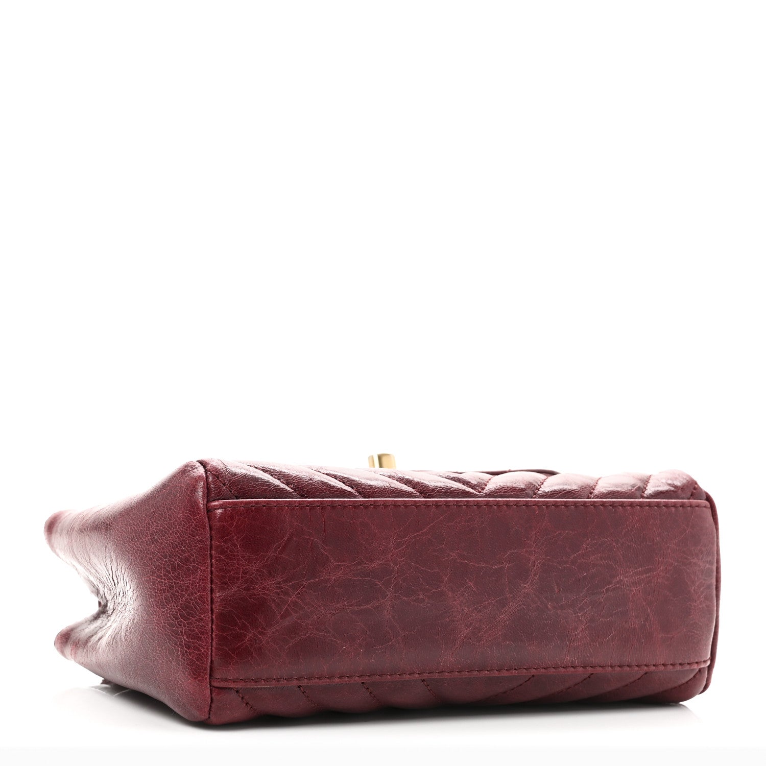 Chanel Glazed Calfskin Chevron Quilted Small Hampton Flap Burgundy 4 of 10