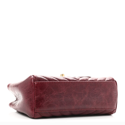 Chanel Glazed Calfskin Chevron Quilted Small Hampton Flap Burgundy 4 of 10