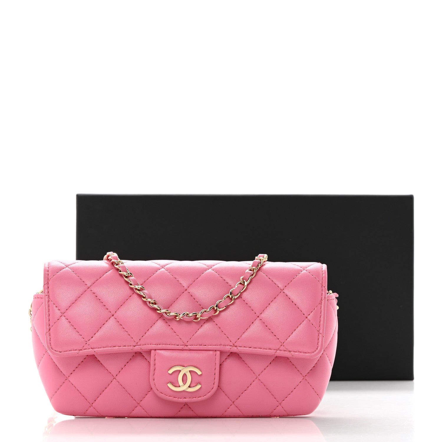 Chanel Lambskin Quilted Glasses Case with Chain Pink 9 of 9