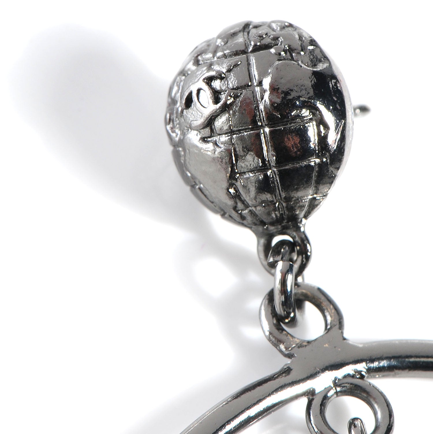 Chanel Ruthenium Large Saturn Drop Earrings 3 of 7