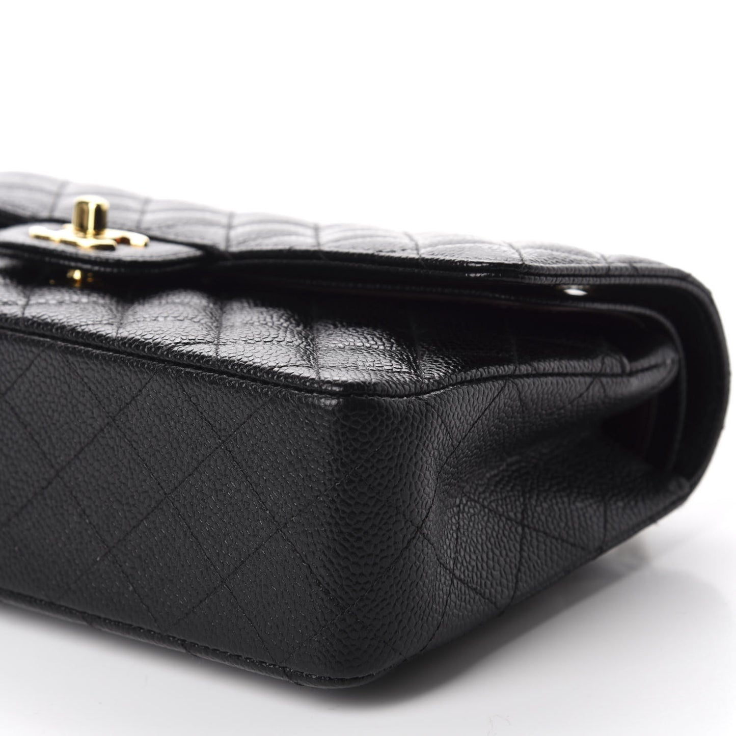 Caviar Quilted Medium Double Flap Black