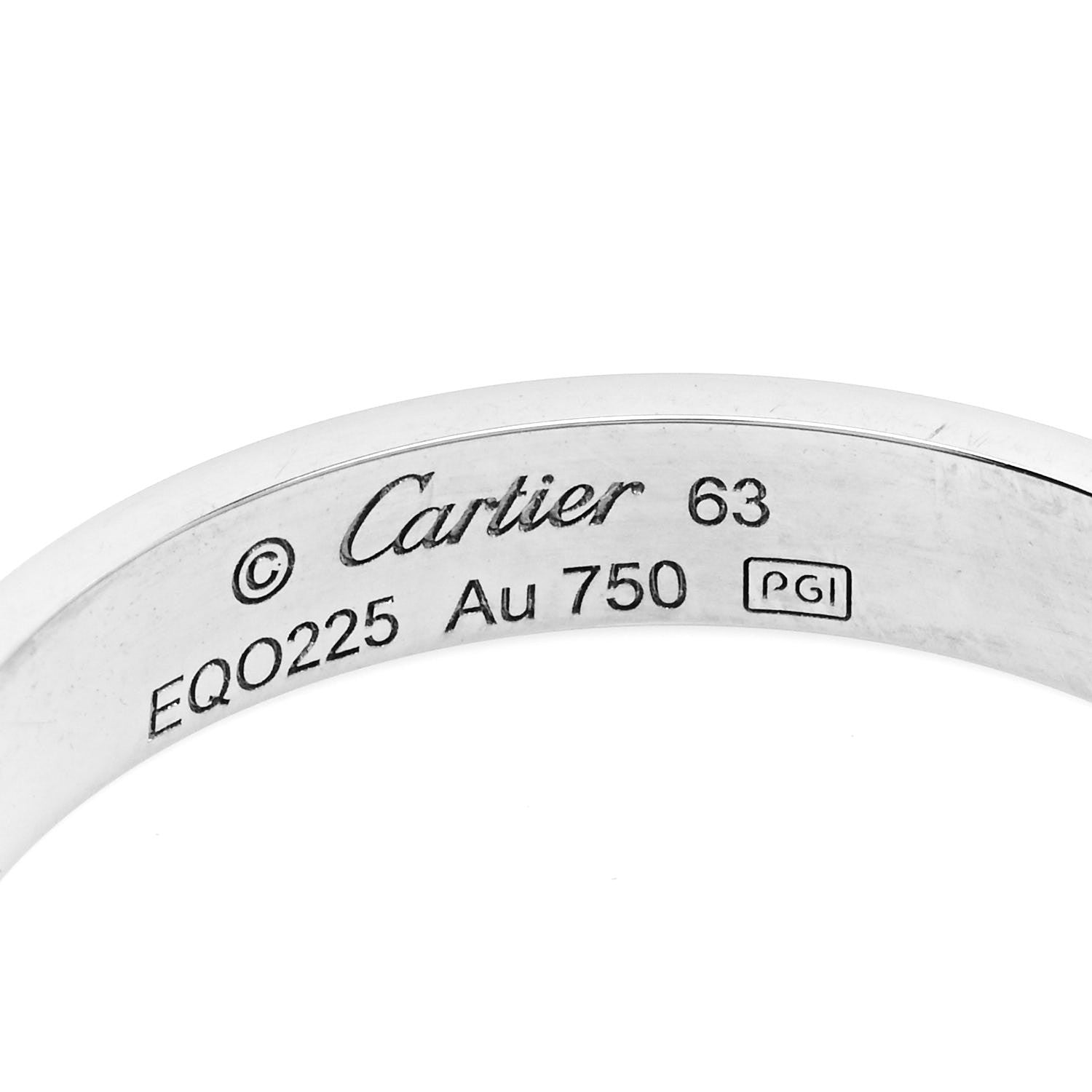 Cartier 18K White Gold 3.5mm LOVE Wedding Band Ring 63 10.25 4 of 5
