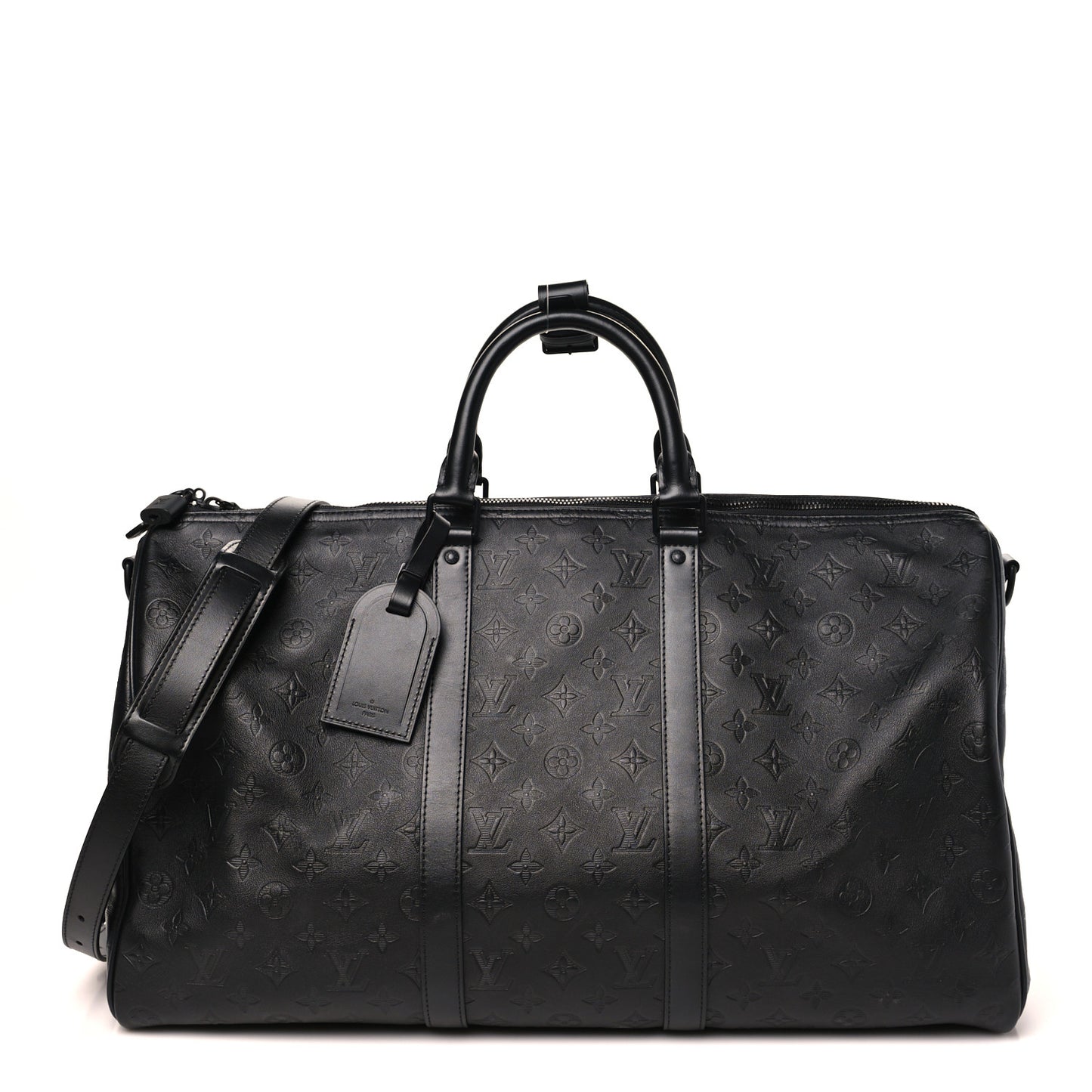 Calfskin Shadow Monogram Keepall Bandouliere 50 Black