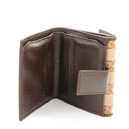 Gucci Monogram Textured Calfskin Metal Bar French Flap Wallet Beige Ebony Cocoa 7 of 9