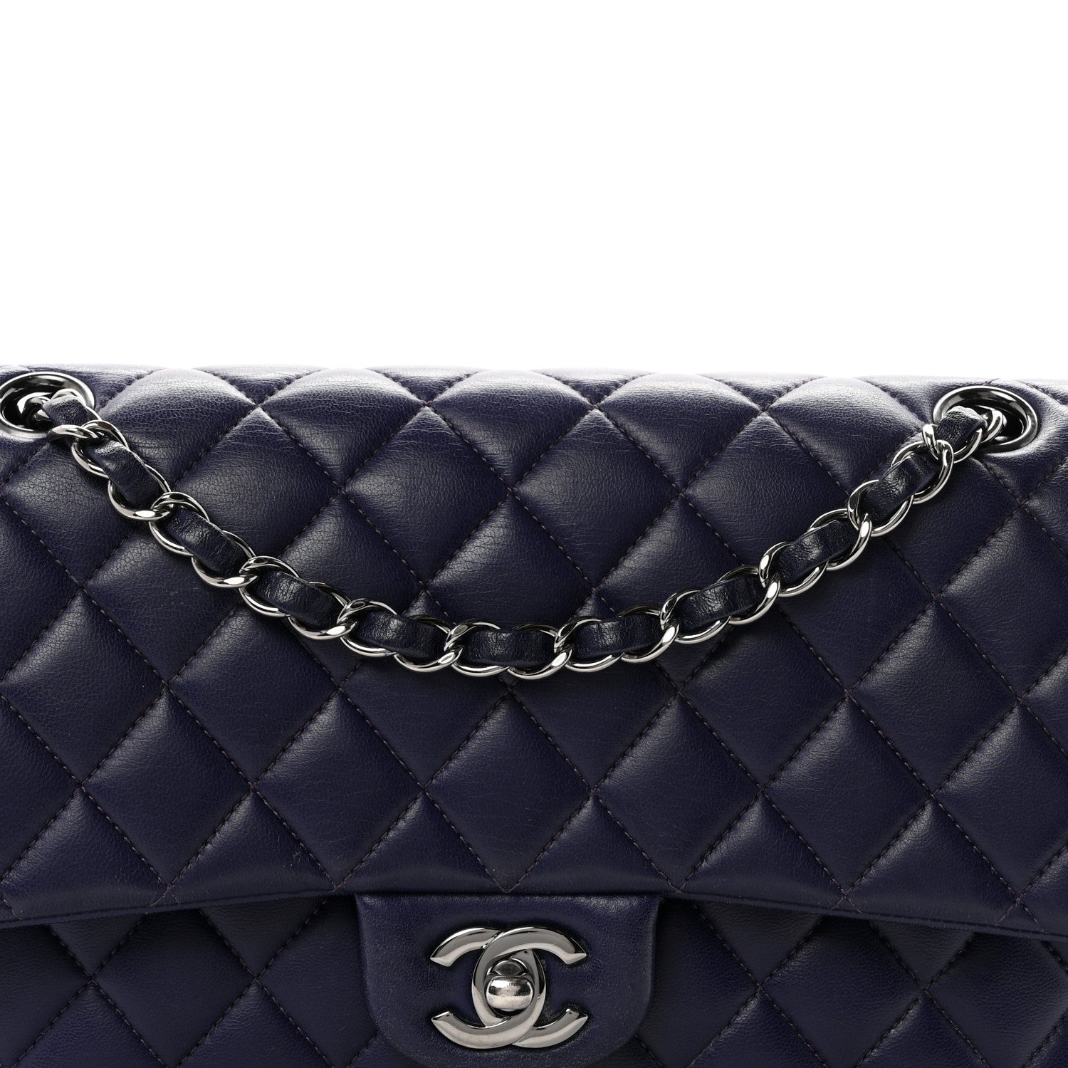 Chanel Lambskin Quilted Medium Double Flap Dark Purple 8 of 10