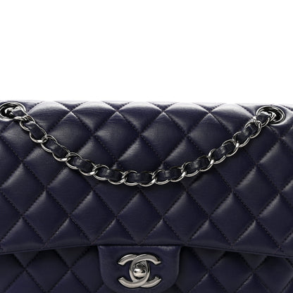 Chanel Lambskin Quilted Medium Double Flap Dark Purple 8 of 10