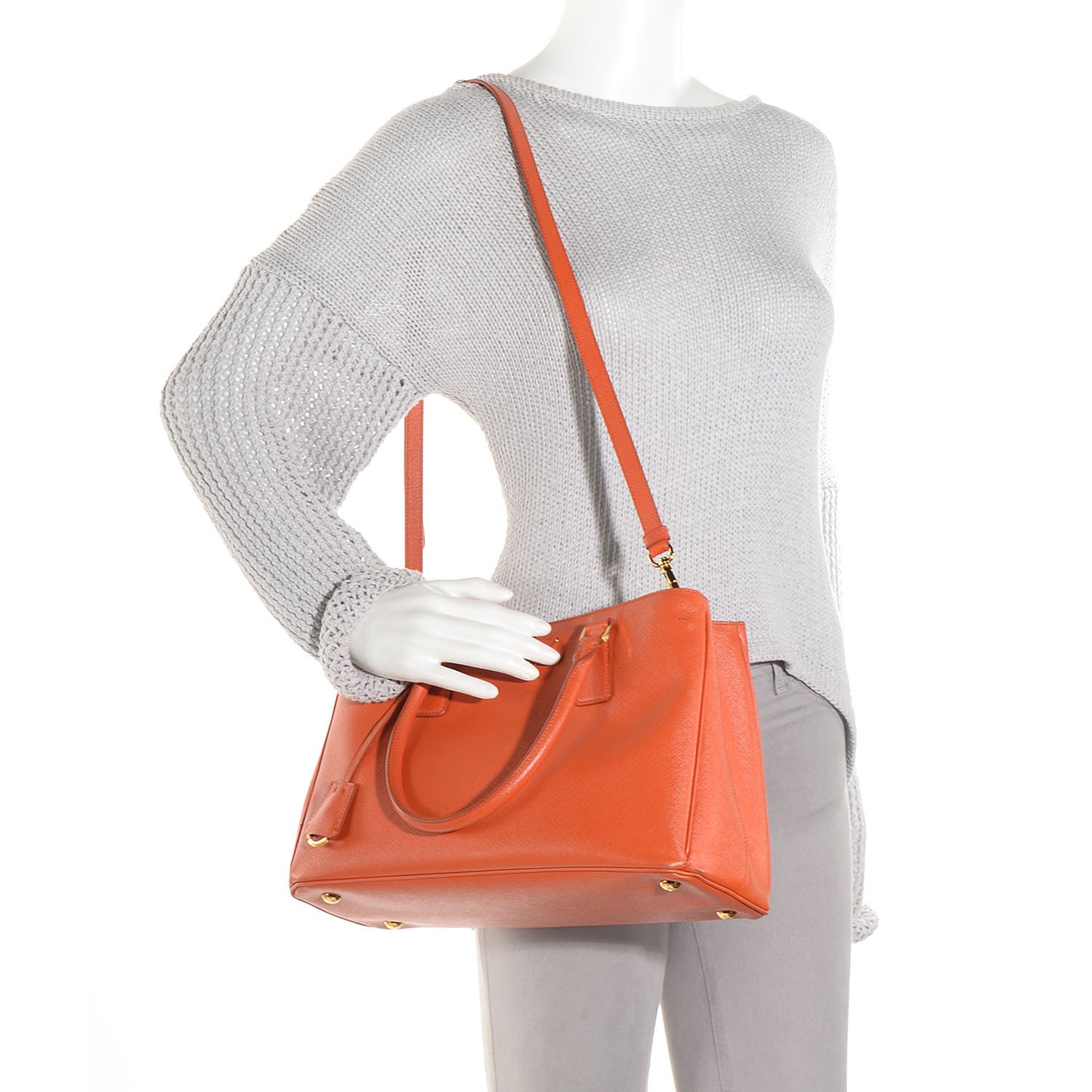 Saffiano Lux Medium Tote Papaya