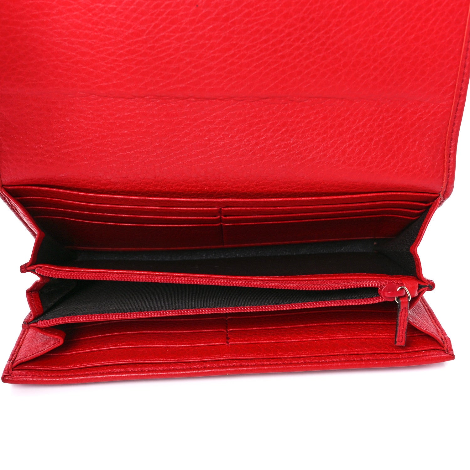 Gucci Pebbled Calfskin Large Soho Continental Wallet Red 5 of 11
