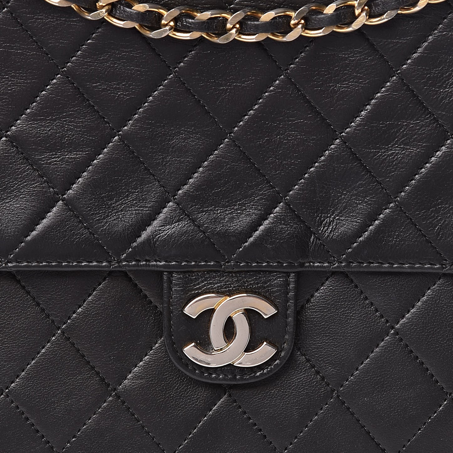Lambskin Quilted Medium Single Flap Black