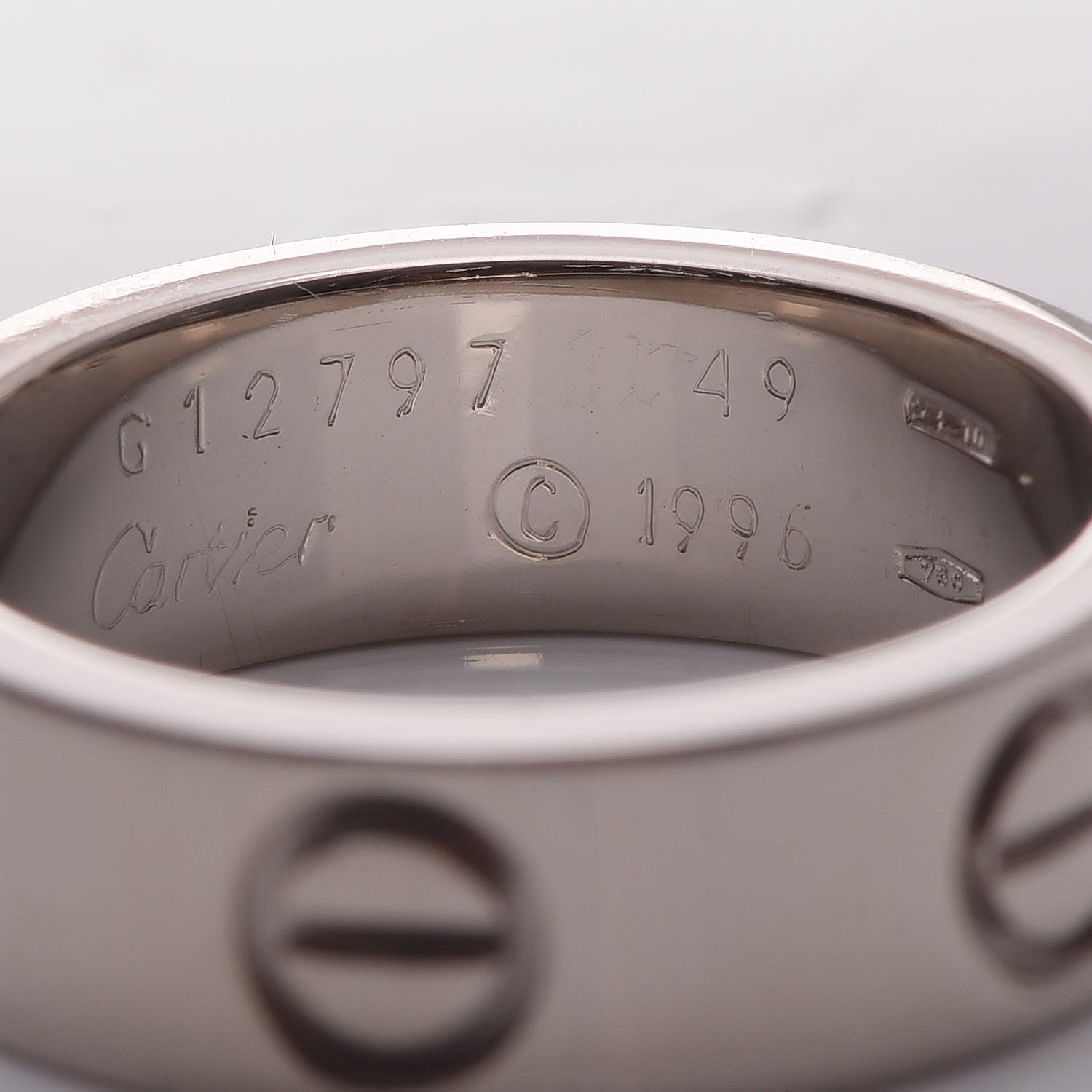 Cartier 18K White Gold 5.5mm LOVE Ring 49 4.75 5 of 6