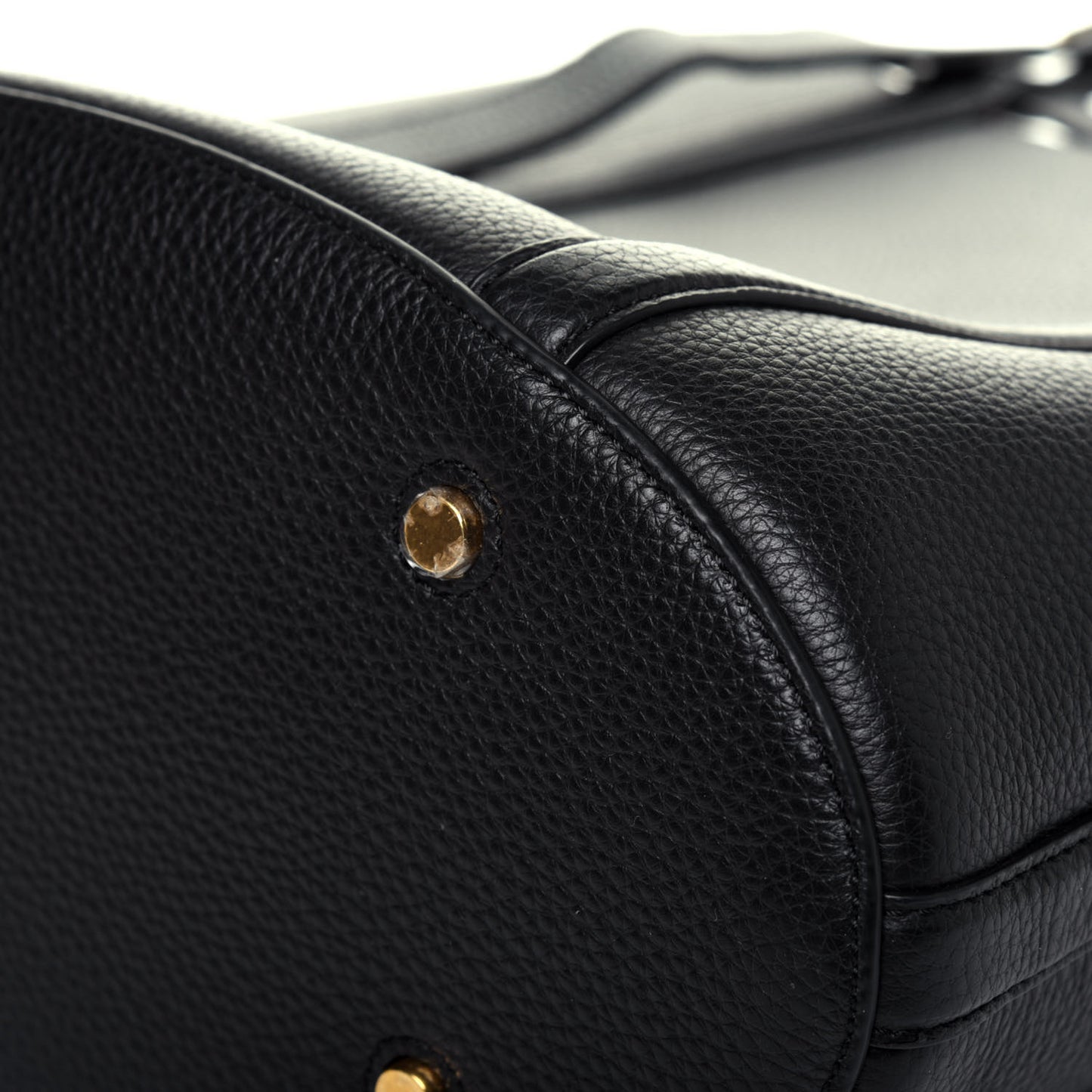 Small Classic Grain Calfskin Bucket Tote Bag Black