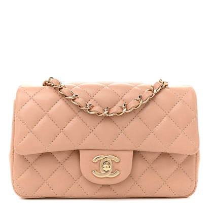 Chanel Lambskin Quilted Mini Rectangular Flap Beige 1 of 12
