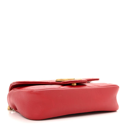 Gucci Calfskin Matelasse Super Mini GG Marmont Shoulder Bag Hibiscus Red 4 of 13