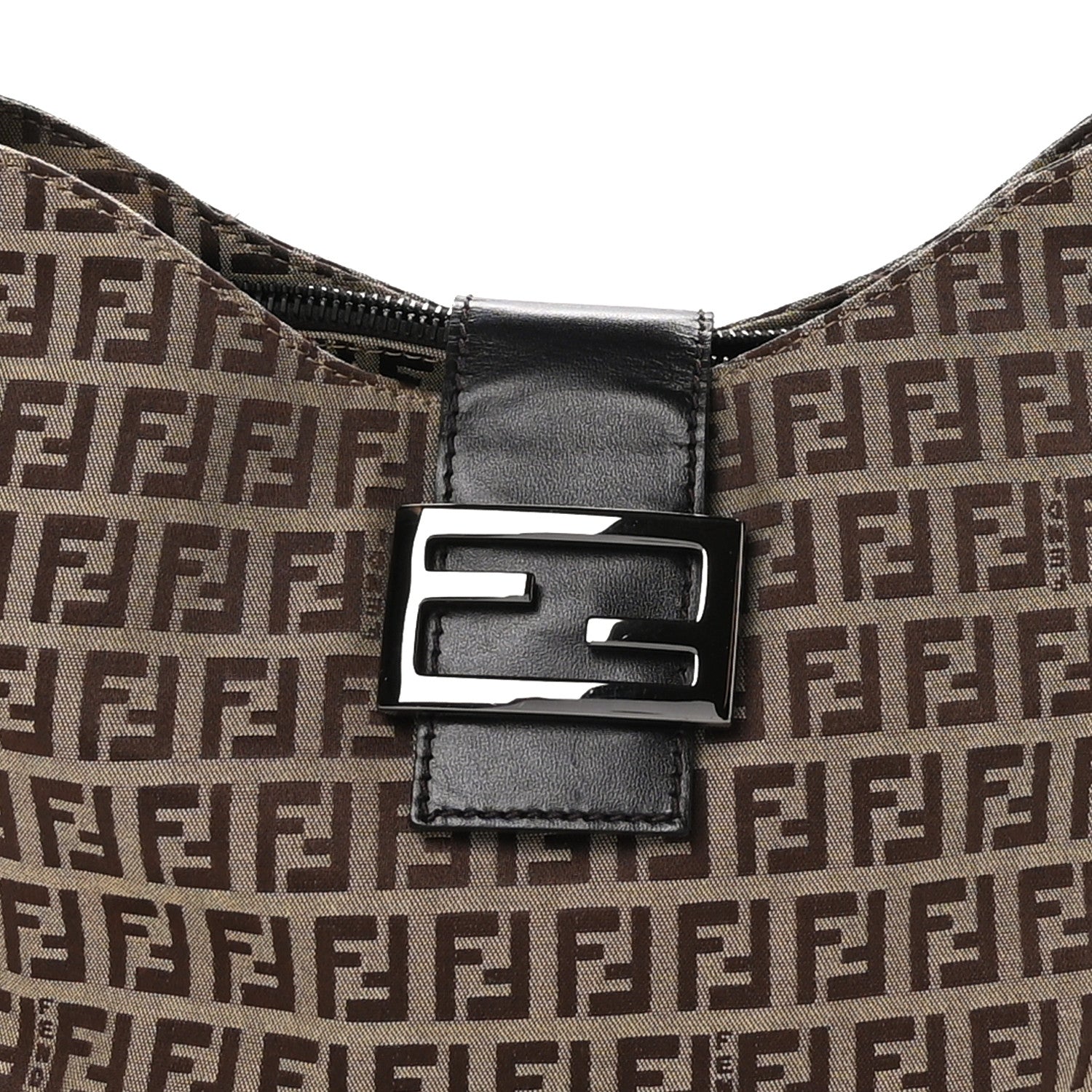 Fendi Zucchino Small Hobo Mogano Panna Testa 8 of 13