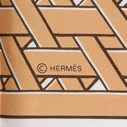Hermes Silk Masan & Masan Scarf 90 White Beige Gris 3 of 5