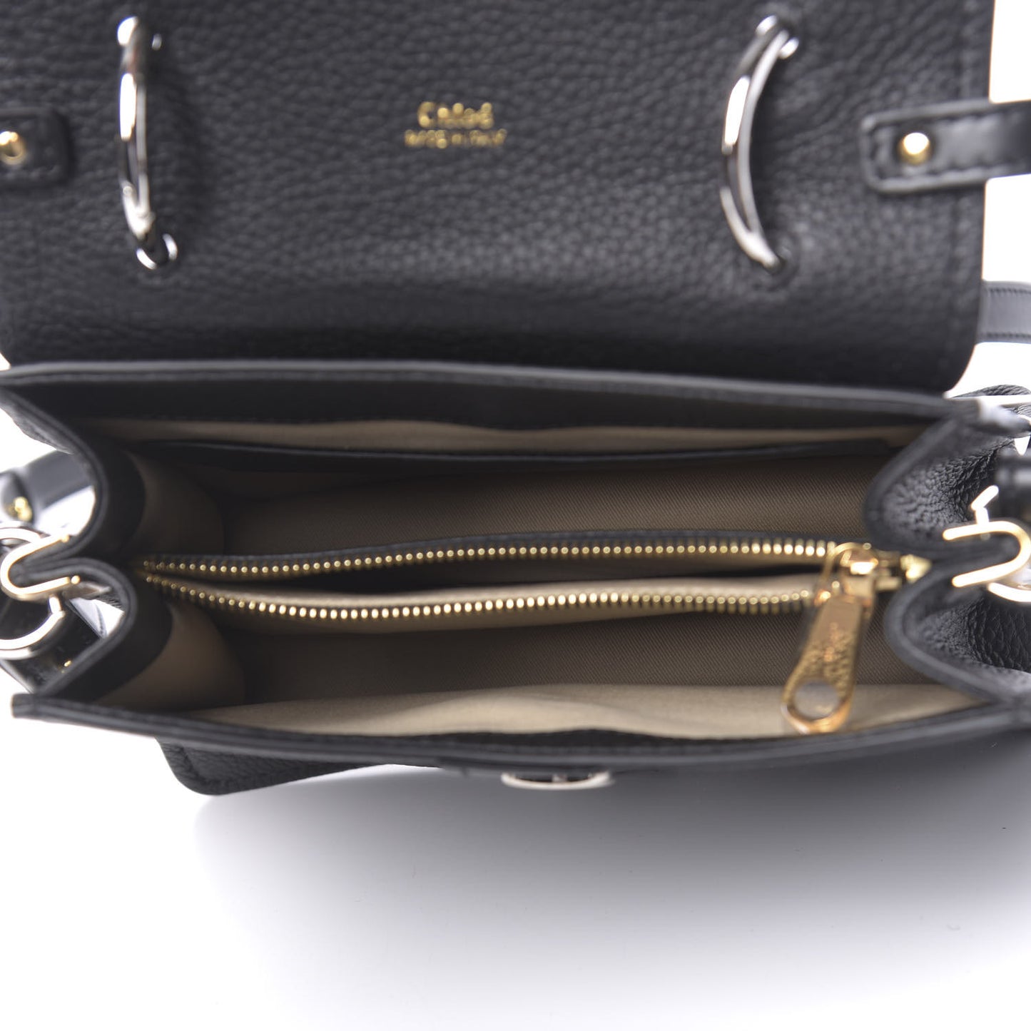 Shiny Grained Calfskin Small Aby Day Shoulder Bag Black