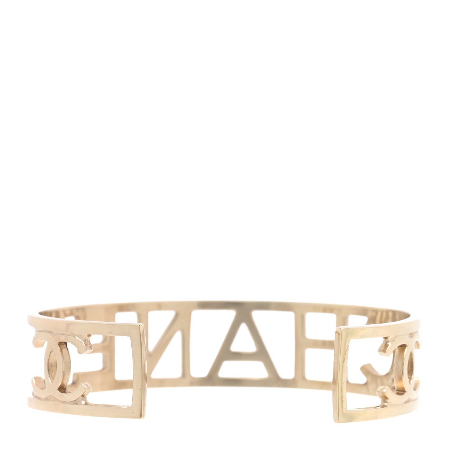 Metal Logo Cuff Bracelet Gold